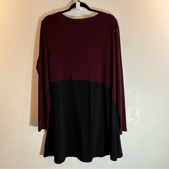 SYMPLI Sz 14 Colour Block Jersey Knit Slinky Slouchy Pocket Boat Neckline Tunic - Picture 7 of 7